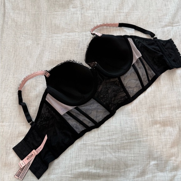 NWT Victoria's Secret Dream Angel Black Lace Corset Bra Top M-DD - Picture 3 of 7